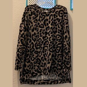 Leopard Print Lightweight Tunic Sweater - Women's 1X